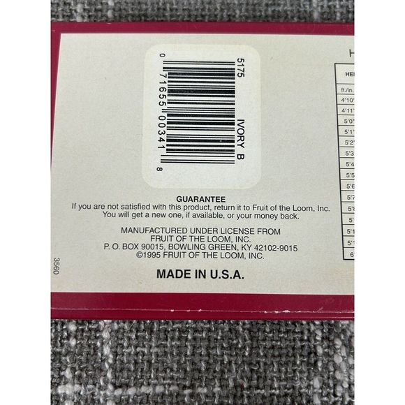 Vintage Ivory Pantyhose Fruit of the Loom Size B Up to 5'10" New in Package 90s‎ - Picture 5 of 6